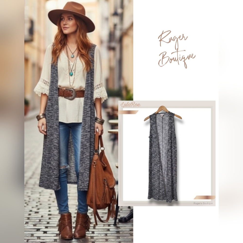 🌿LulaRoe Womens XS Gray Heathered Sweater Like Vest Duster